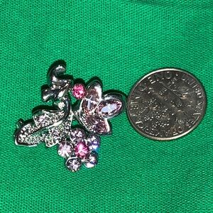 Floral Crystal Brooch with Pink and Purple Accents